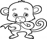 Printable Baby Monkey Holds a Paper coloring pages