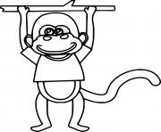 Printable Monkey Holds a Stick coloring pages