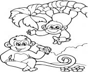 Printable Monkeys Eating Bananas coloring pages