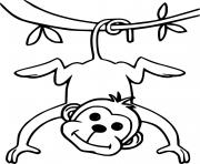 Printable Little Monkey and Leaves coloring pages