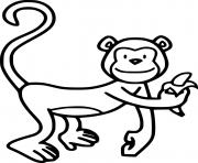 Printable Monkey Holds a Banana coloring pages