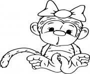 Printable Baby Monkey with a Bowknot coloring pages