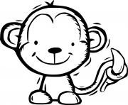 Printable Little Monkey Got a Banana coloring pages