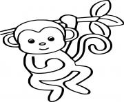 Printable Baby Monkey Holds a Branch coloring pages