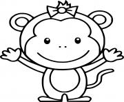 Printable Young Monkey with a Bowknot coloring pages