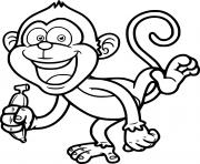 Printable Monkey Running with Its Banana coloring pages