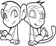 Printable Two Little Monkeys coloring pages