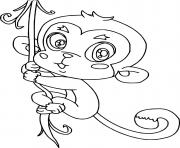 Printable Baby Monkey Climbing a Vine coloring pages