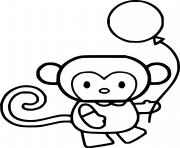 Printable Monkey Holds a Balloon coloring pages