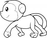 Printable Walking Cute Monkey coloring pages