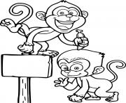 Printable Happy Monkeys coloring pages