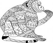 Printable Monkey Zentangle for adults mandala coloring pages