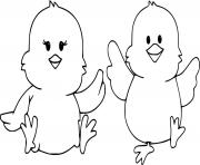 Printable Two Little Chicks coloring pages