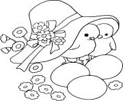 Printable Two Chicks and Three Eggs coloring pages