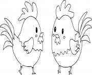 Printable Two Little Chickens coloring pages