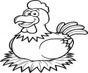 Printable Cartoon Hen in the Roost coloring pages