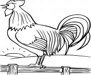 Printable Rooster Crowing on the Fence coloring pages