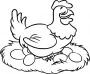 Printable Simple Hen and Eggs coloring pages