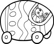 Printable Bunny Drives an Easter Egg Car coloring pages