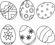 Printable Six Easter Eggs with Patterns coloring pages