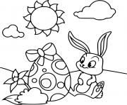 Printable Cute Easter Bunny in the Sun coloring pages