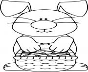 Printable Easter Bunny Holds a Basket Full of Eggs coloring pages