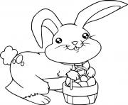 Printable Easter Bunny Holds a Basket of Eggs coloring pages