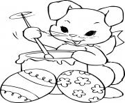 Printable Easter Bunny Prepares for Painting coloring pages