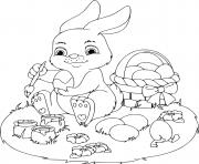 Printable Easter Bunny Painting Many Eggs coloring pages