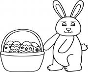 Printable Easter Bunny and a Basket of Eggs coloring pages