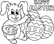 Printable Bunny Drawing Happy Easter coloring pages