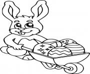 Printable Easter Bunny Transports Eggs with a Wheelbarrow coloring pages