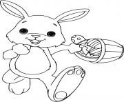 Printable Running Bunny Holds a Basket coloring pages