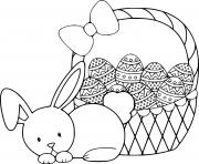 Printable Simple Easter Bunny and Eight Eggs coloring pages