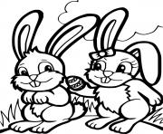 Printable Two Bunnies and One Easter Egg coloring pages