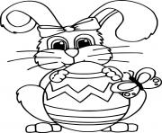 Printable Easter Bunny with an Egg and a Butterfly coloring pages