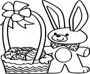 Printable Little Bunny and Easter Basket coloring pages
