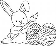 Printable Easter Bunny Painting Two Eggs coloring pages
