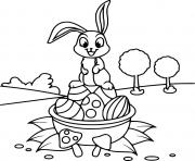 Printable Easter Bunny and Trees coloring pages