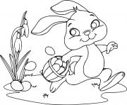 Printable Easy Cute Bunny Holds a Basket coloring pages