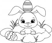 Printable An Egg on the Cute Easter Bunnys Head coloring pages