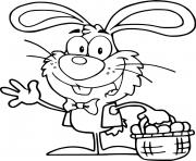 Printable Funny Easter Bunny Holds a Basket coloring pages