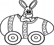 Printable Easter Bunny Drives an Egg Car coloring pages