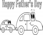 Printable Happy Fathers Day and Two Cars coloring pages