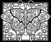 Printable adult difficult butterflies black background coloring pages