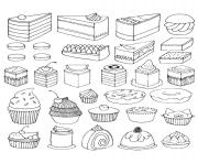 Printable adult cupcakes and little cakes coloring pages