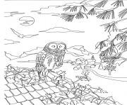 Printable adult owl on a roof by marion c coloring pages