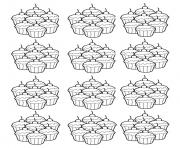 Printable adult cupcakes mosaique coloring pages