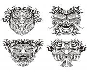 Printable adult mask inspiration inca mayan aztec coloring pages