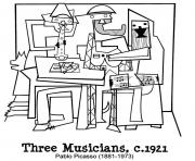 Printable adult picasto trois musiciens coloring pages